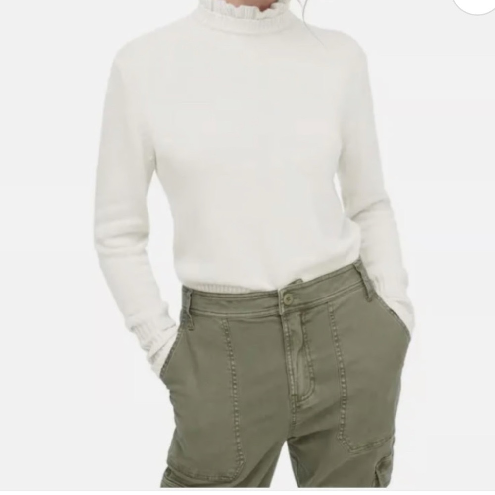 Ruffleneck merino wool-blend sweater